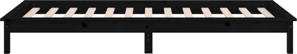 vidaXL Ραμό Κρεβατιού με LED, Μαύρο, 90 x 200 cm, Στερεό Ξύλο