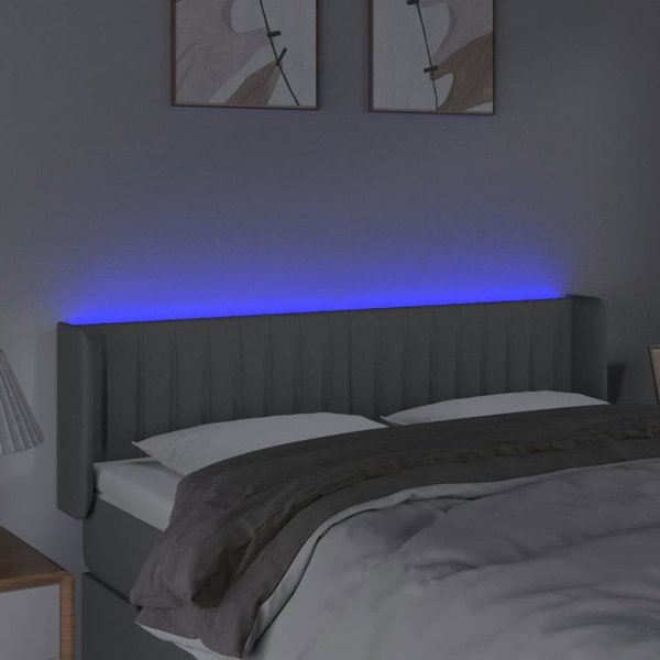 vidaXL Zaglonek do lozka z LED, jasnoszary, 147x16x78/88 cm, tkanina