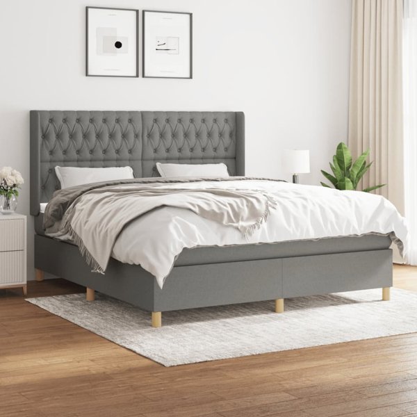 vidaXL Κρεβάτι κοντινεντάλ 180x200 cm υφασμάτινο σκούρο γκρι