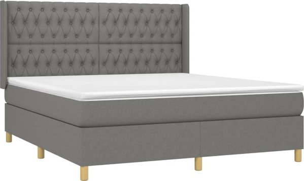 vidaXL Κρεβάτι κοντινεντάλ 180x200 cm υφασμάτινο σκούρο γκρι