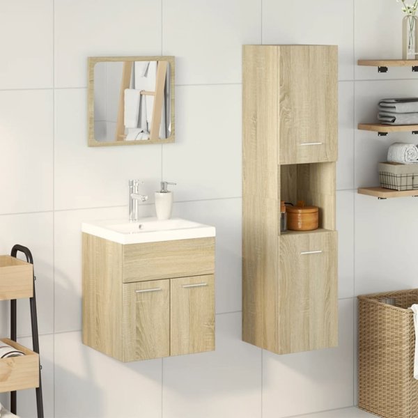 vidaXL Σετ επίπλων μπάνιου 4 τεμαχίων, χρώμα δρυς σονόμε