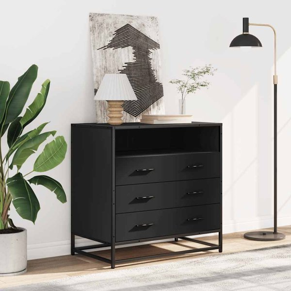 vidaXL Συρταριέρα Μαύρη 70x41x70 cm από Υλικό Τύπου Ξύλου