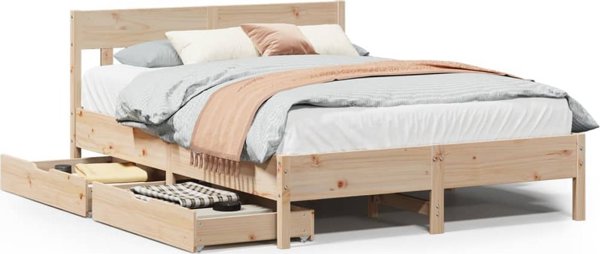 vidaXL Rama κρεβατιού χωρίς στρώμα, 140x190 cm, μασίφ πεύκο