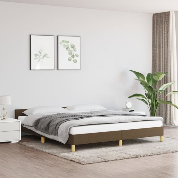 vidaXL Κρεβατοκάμαρα με κεφαλάρι, σκούρο καφέ, 160x200 εκ, επενδυμένη με ύφασμα