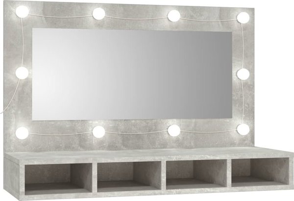 vidaXL Szafka z lustrem i oswietleniem LED, szary beton, 90x31,5x62 cm