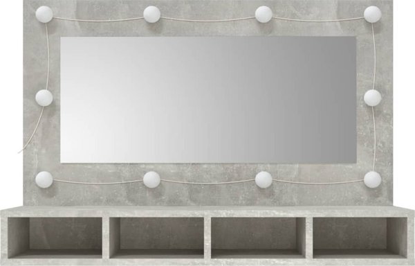 vidaXL Szafka z lustrem i oswietleniem LED, szary beton, 90x31,5x62 cm