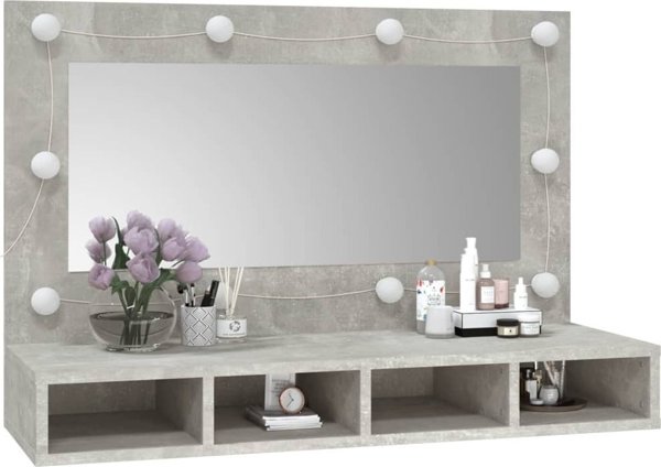 vidaXL Szafka z lustrem i oswietleniem LED, szary beton, 90x31,5x62 cm