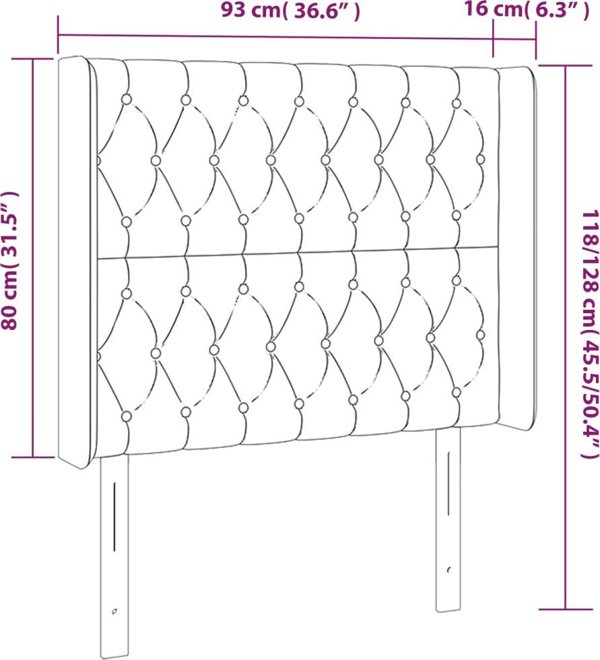 vidaXL Κεφαλάρι για κρεβάτι με LED, κρεμ, 93x16x118/128 cm, ύφασμα