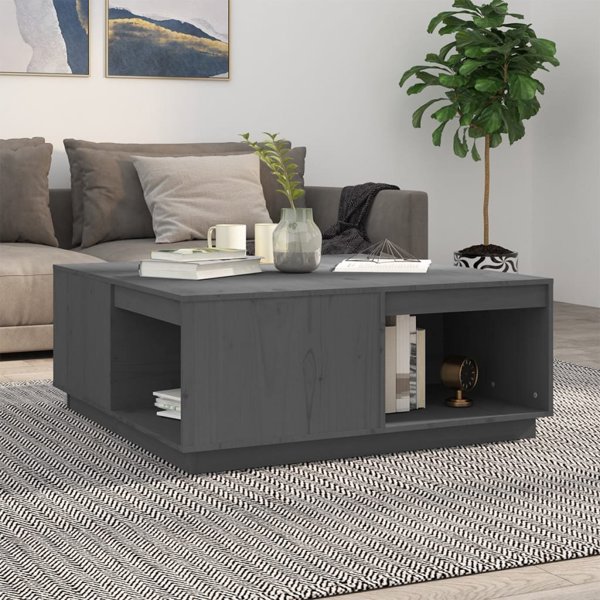 vidaXL Stolik kawowy, szary, 100x101x40,5 cm, lite drewno sosnowe