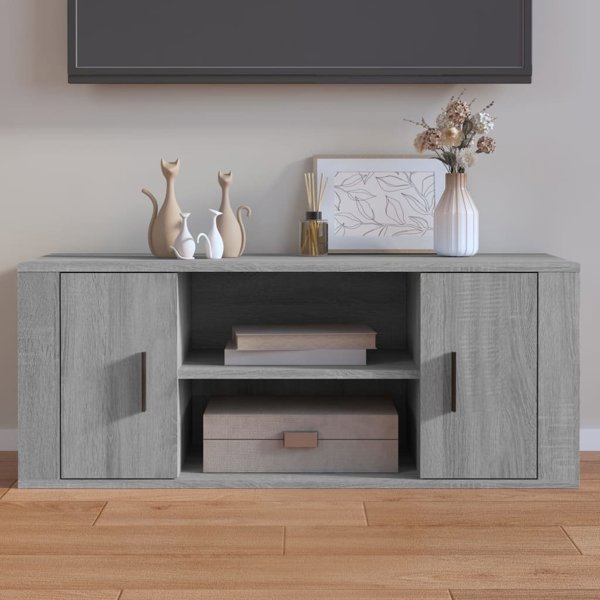 vidaXL Ερμάριο Τηλεόρασης, Γκρι Δρυς Sonoma, 100x35x40 cm