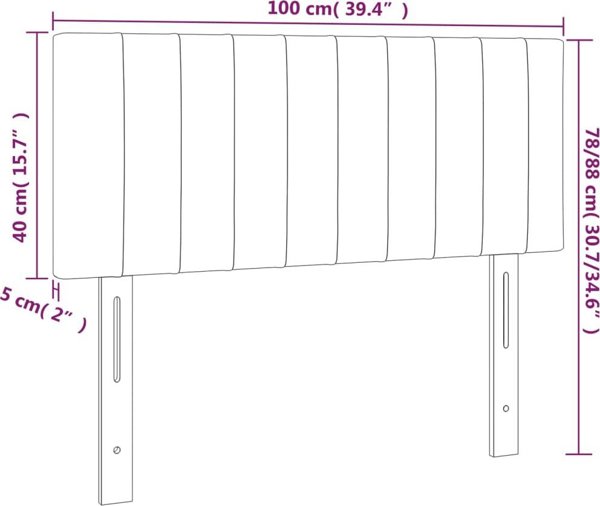 vidaXL Κεφαλάρι κρεβατιού, σκούρο καφέ, 100x5x78/88 cm, ύφασμα