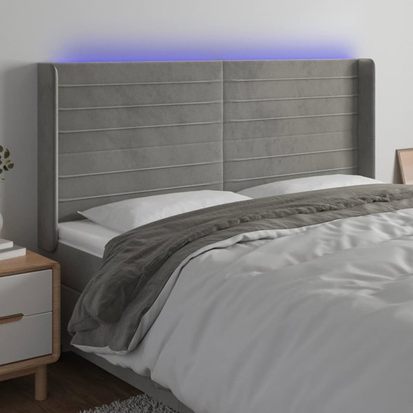 vidaXL Zaglozek giatou me LED, asprogkri, 203x16x118/128 cm, aksamit