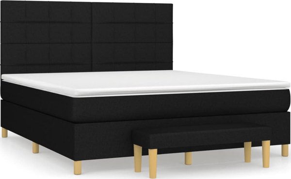 vidaXL Κρεβάτι kontynentalne με στρώμα, μαύρο ύφασμα 180x200 εκ