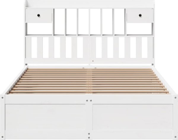 vidaXL Rama κρεβατιού χωρίς στρώμα, λευκό, 150x200 εκ, φυσικό πεύκο