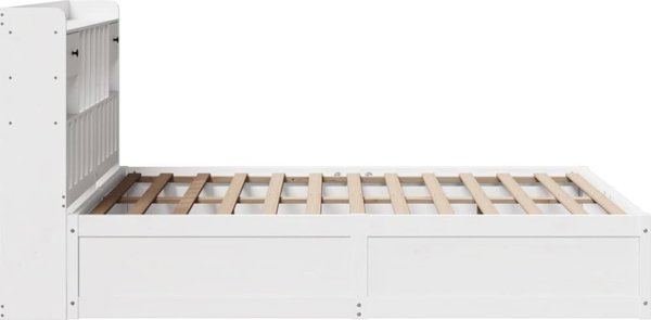 vidaXL Rama κρεβατιού χωρίς στρώμα, λευκό, 150x200 εκ, φυσικό πεύκο