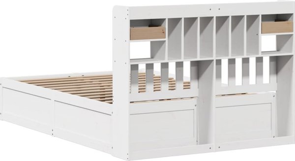 vidaXL Rama κρεβατιού χωρίς στρώμα, λευκό, 150x200 εκ, φυσικό πεύκο