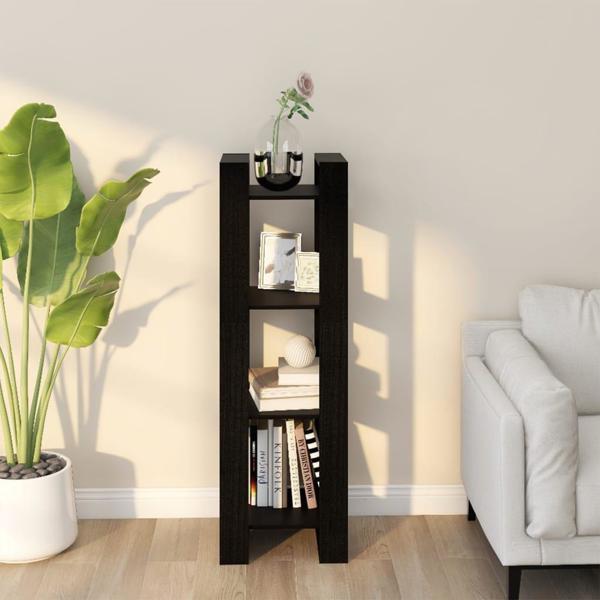 vidaXL Ράφι βιβλιοθήκης/διαχωριστικό, μαύρο, 41x35x125 cm, ξύλο πεύκου