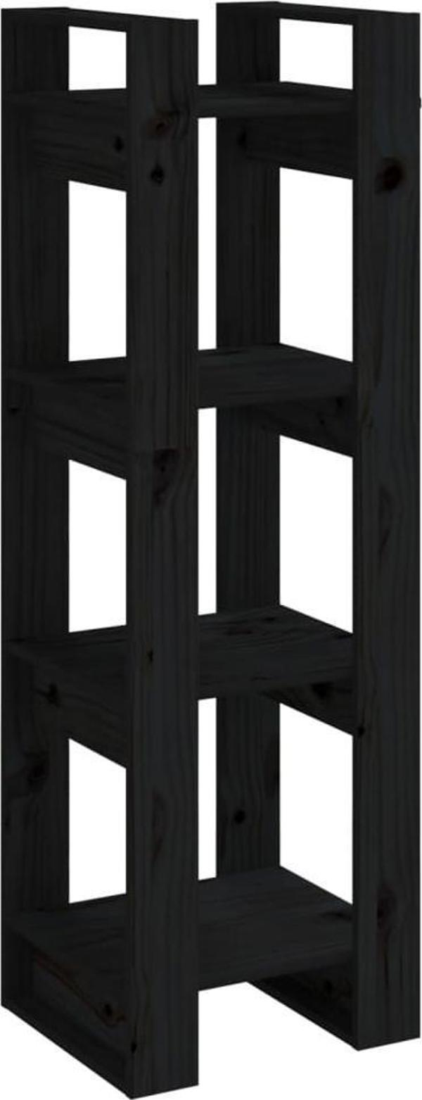 vidaXL Ράφι βιβλιοθήκης/διαχωριστικό, μαύρο, 41x35x125 cm, ξύλο πεύκου