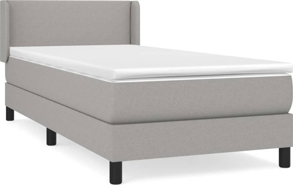 vidaXL Κρεβάτι Continental με Στρώμα, Ανοιχτό Γκρι, 100x200 cm, Ύφασμα
