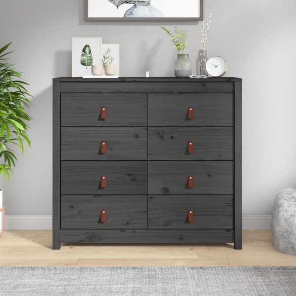 vidaXL vidaXL Komoda, szary, 100x40x90 cm, lite drewno sosnowe