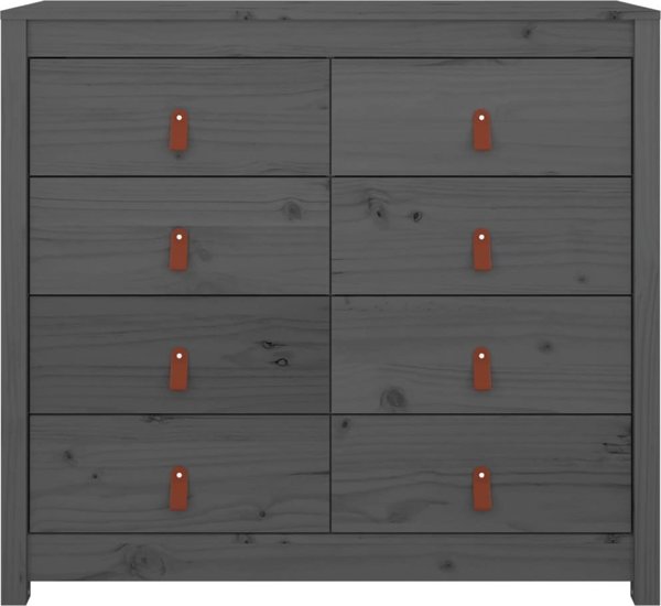 vidaXL vidaXL Komoda, szary, 100x40x90 cm, lite drewno sosnowe