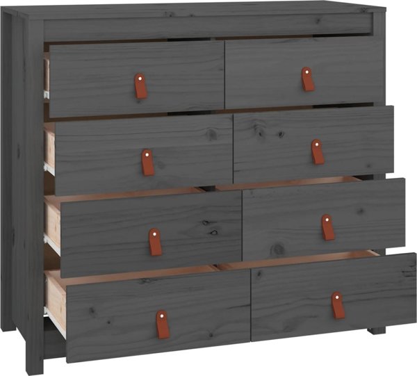 vidaXL vidaXL Komoda, szary, 100x40x90 cm, lite drewno sosnowe