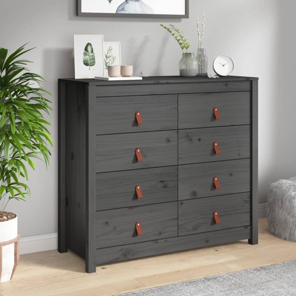 vidaXL vidaXL Komoda, szary, 100x40x90 cm, lite drewno sosnowe