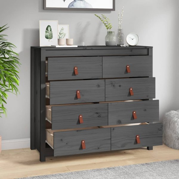 vidaXL vidaXL Komoda, szary, 100x40x90 cm, lite drewno sosnowe