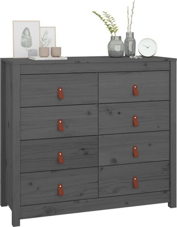 vidaXL vidaXL Komoda, szary, 100x40x90 cm, lite drewno sosnowe