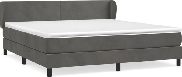 vidaXL Κρεβάτι continental με στρώμα, σκούρο γκρι, 160x200cm βελούδο