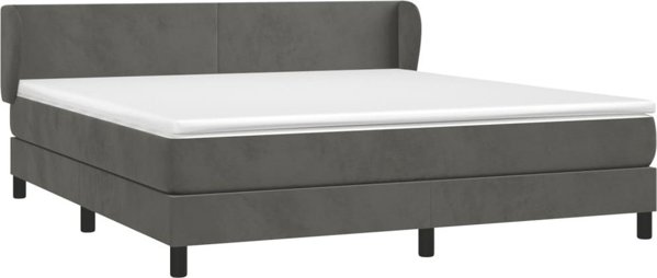 vidaXL Κρεβάτι continental με στρώμα, σκούρο γκρι, 160x200cm βελούδο