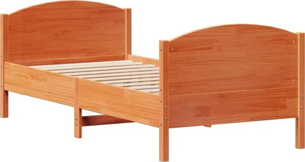 vidaXL Rama κρεβατιού χωρίς στρώμα, κερωμένο καφέ, 100x200 cm, μασίφ πεύκο