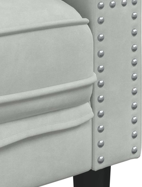 vidaXL Σετ καθιστικού Chesterfield 2 τεμαχίων με κυλινδρικά μαξιλάρια, ανοιχτό γκρι, βελούδο
