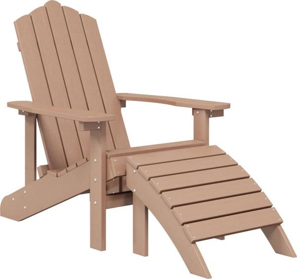 vidaXL Καρέκλες κήπου Adirondack με υποπόδια, 2 τεμ., HDPE, καφέ