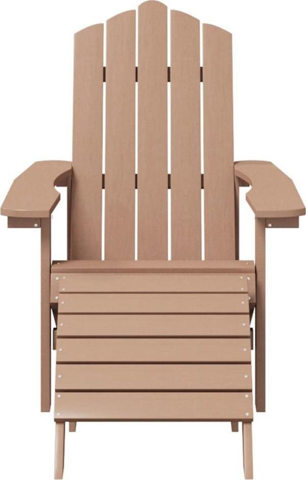 vidaXL Καρέκλες κήπου Adirondack με υποπόδια, 2 τεμ., HDPE, καφέ
