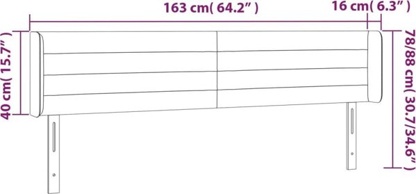 vidaXL Zaglowek do lozka z LED, σκοτεινο μπλε, 163x16x78/88 cm, βελούδο
