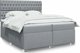 vidaXL Κρεβάτι continental με στρώμα, ανοιχτό γκρι ύφασμα 200x200 εκ.