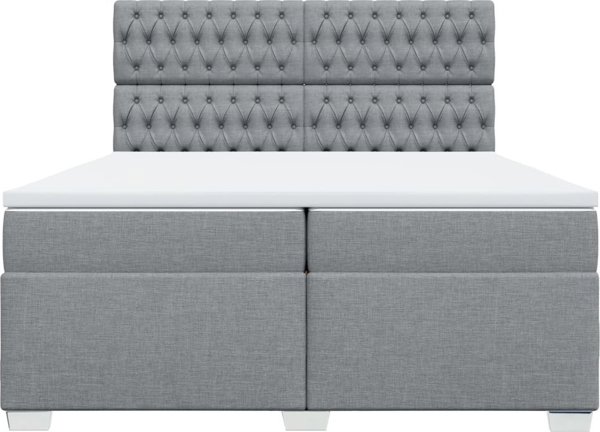 vidaXL Κρεβάτι continental με στρώμα, ανοιχτό γκρι ύφασμα 200x200 εκ.