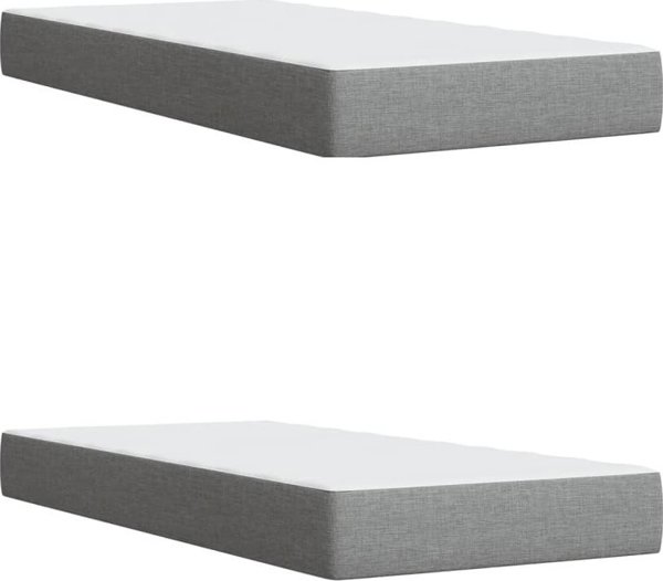 vidaXL Κρεβάτι continental με στρώμα, ανοιχτό γκρι ύφασμα 200x200 εκ.