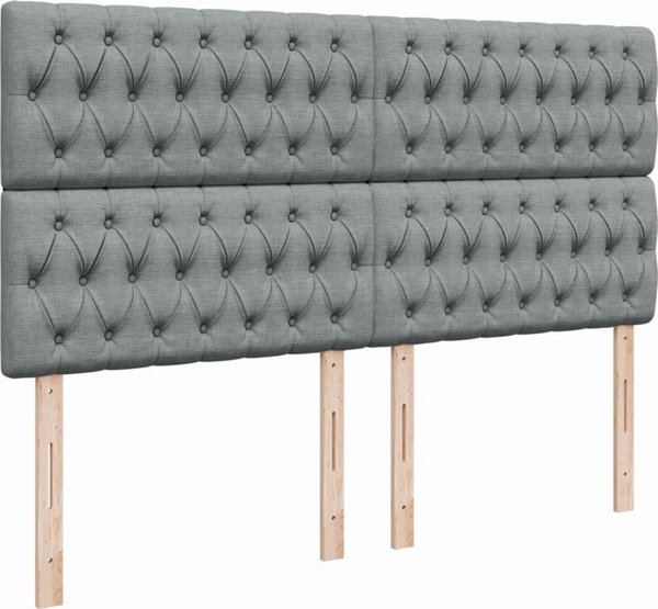 vidaXL Κρεβάτι continental με στρώμα, ανοιχτό γκρι ύφασμα 200x200 εκ.