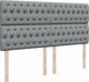 vidaXL Κρεβάτι continental με στρώμα, ανοιχτό γκρι ύφασμα 200x200 εκ.