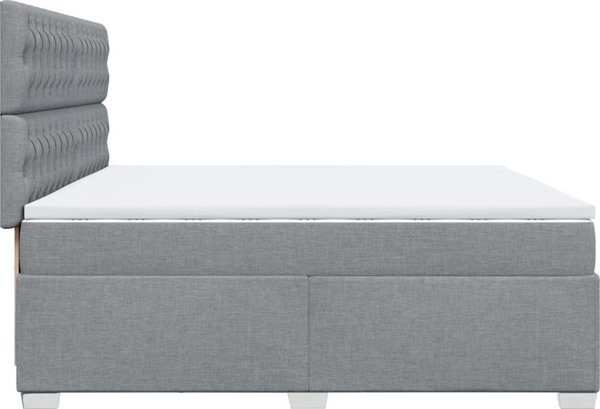 vidaXL Κρεβάτι continental με στρώμα, ανοιχτό γκρι ύφασμα 200x200 εκ.