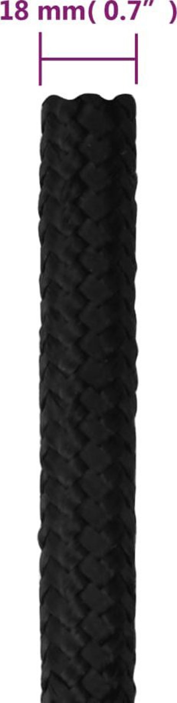 vidaXL Ναυτικό σχοινι, μαύρο μονόχρωμο, 18 mm, 100 m, πολυπροπυλένιο
