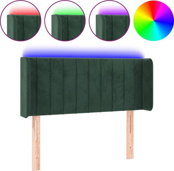 vidaXL Zaglowek do lozka z LED, ciemnozielony, 83x16x78/88 cm, aksamit