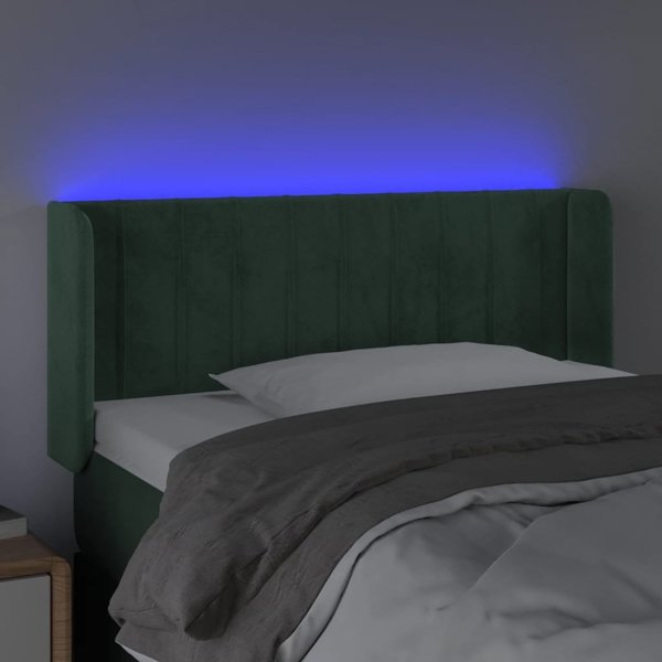 vidaXL Zaglowek do lozka z LED, ciemnozielony, 83x16x78/88 cm, aksamit