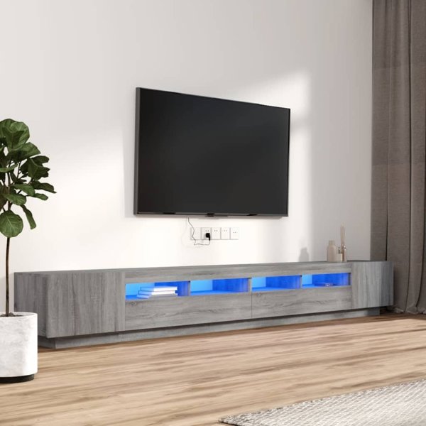 vidaXL Σετ 3 ντουλάπια TV με φωτισμό LED, γκρι δρυς Sonoma