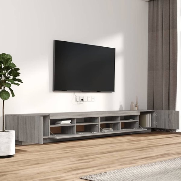 vidaXL Σετ 3 ντουλάπια TV με φωτισμό LED, γκρι δρυς Sonoma