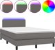 vidaXL Lozko kontynentalne z materacem i LED, szara ekoskora 120x200 cm