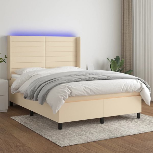 vidaXL Λάτζο Κοντινεντάλ με Στρώμα, Κρεμ, 140x190 cm, Υφασμάτινο