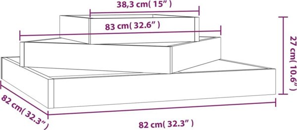 vidaXL Donica, 83x83x27 cm, lite drewno sosnowe
